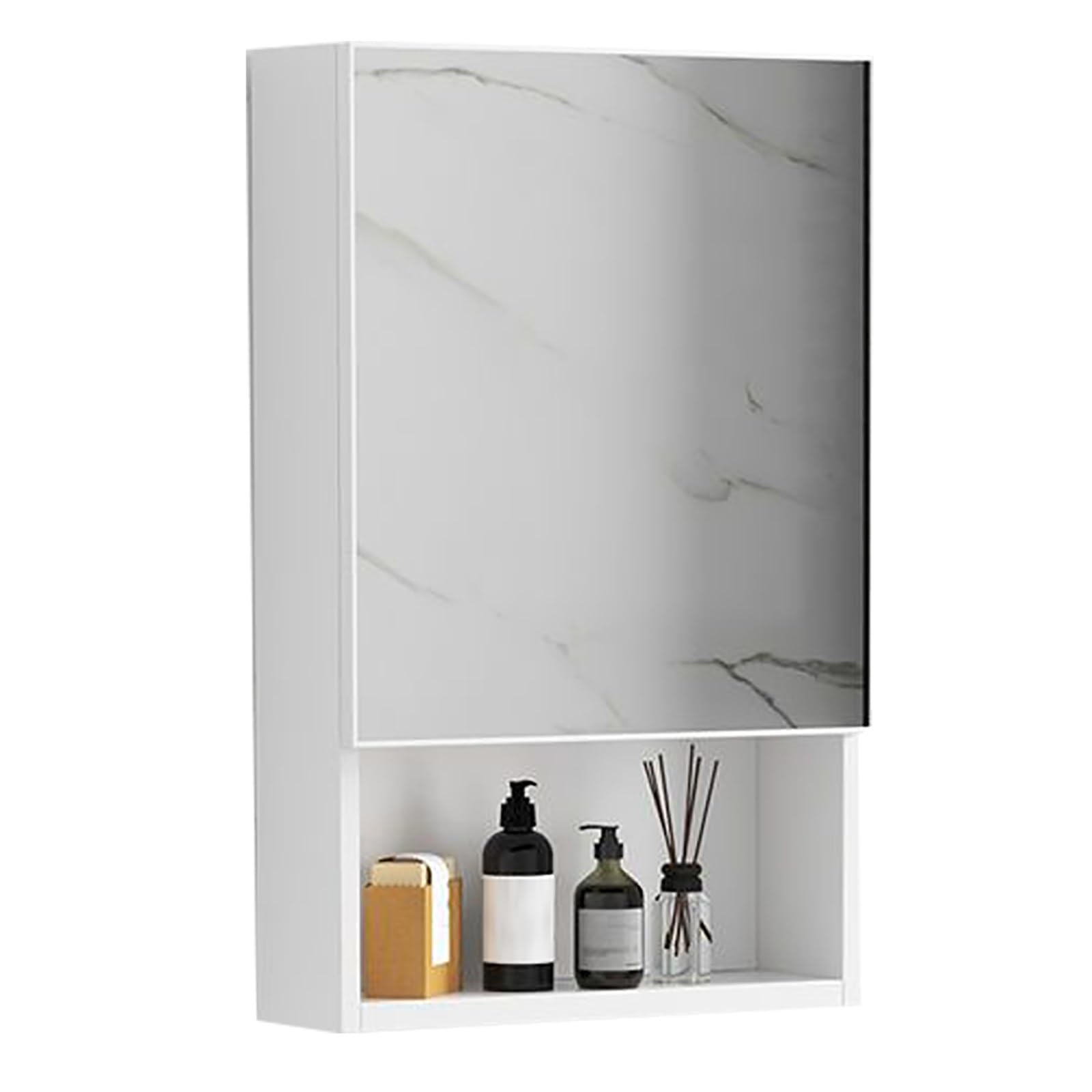 SXFSDOU Modern Aluminum Bathroom Medicine Cabinet with Mirror Wall Mounted Storage nizer for Bedroom Living Room and Toilet Grå 60x11x65cm