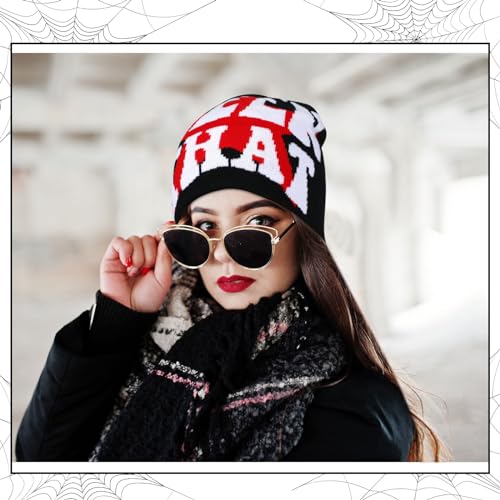 Image of Ramede 4 Pcs Y2k Beanie - Double Sided Graphic Beanies for Men and Women, Acrylic Knitted Y2k Hats Accessories