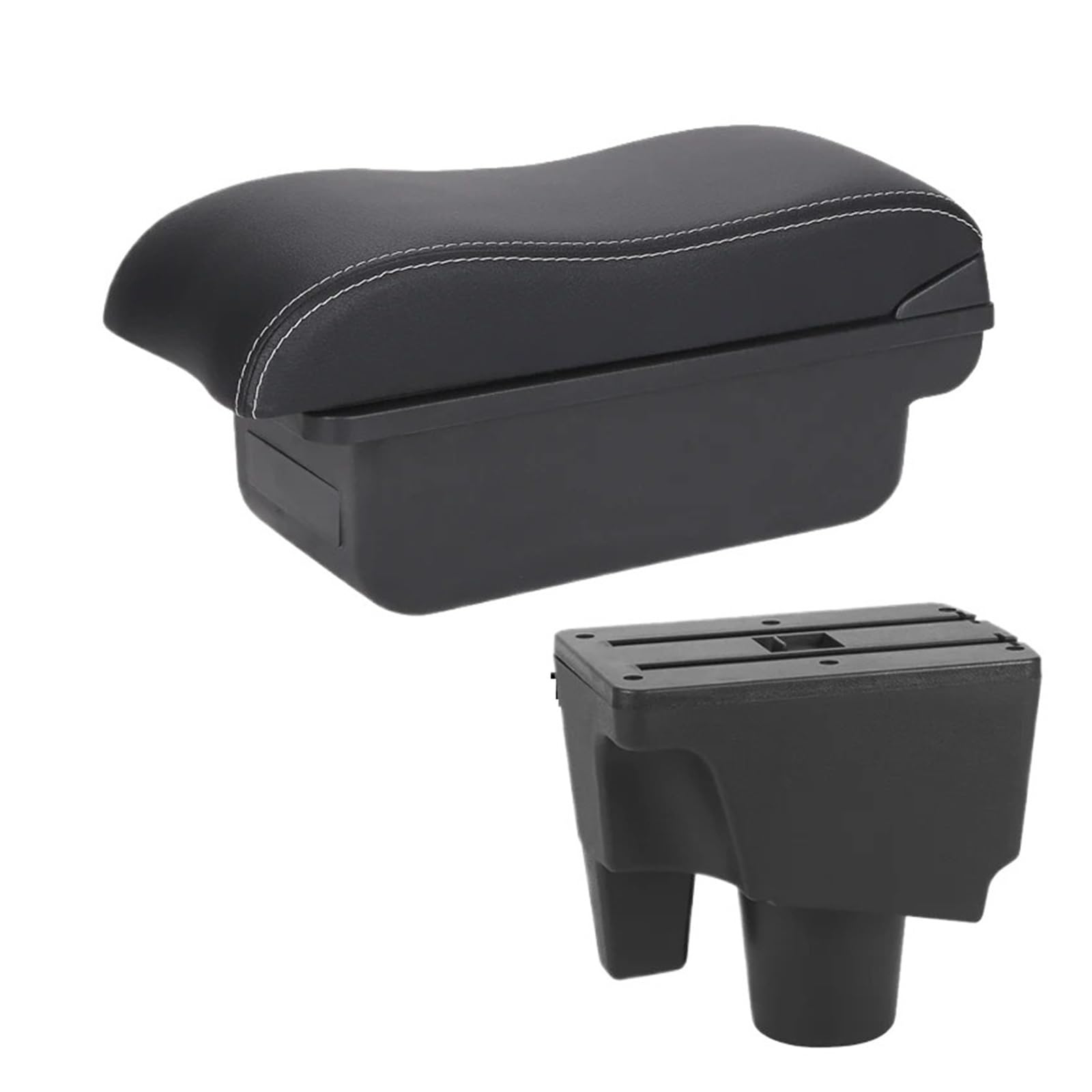 UMDJJU For Toyota For Aqua For Prius C Car Armrest Storage Box Retrofit Parts Interior Accessories Car Centre Console Armrest Box(C3 Black white NOUSB)