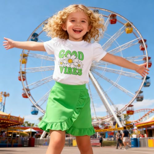 Image of Kids Toddler Girl Summer Clothes Letter Printed T-Shirt Top+ Floral Skirt 2pcs Girl's Skirt Set
