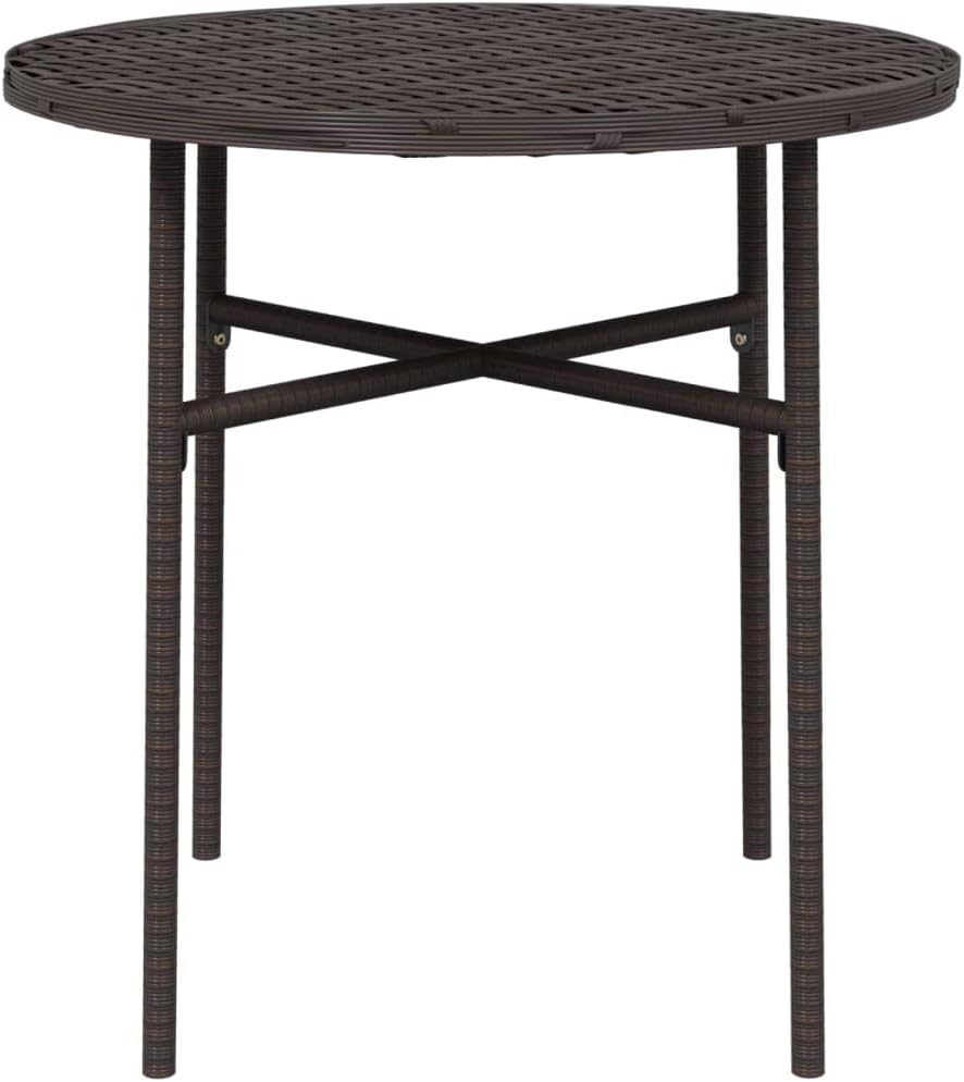 Tea Table Brown,Round Table,Dining Table,Garden Table,Coffee Table,Gardening Table,Entrance Table,Party Tables,Modern Style,for Deck,Backyard,Lawn,Garden,Porches,Poolside,17.7" Poly Rattan