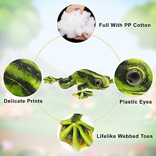 Realistic Frog Stuffed Animal, Soft Frog Plush Toy, Lifelike Poison Dart Tree Toad Stuffed Animal, Creative Toy Frog Gift For Kids Children Baby Girls Boys, Unique Frog Plushie Decor, Amphibian Toy #TOP1