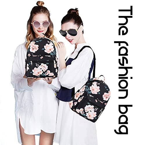 Mini Backpack Purse Girls Women Small Backpack Daypack Casual School Travel Bag Adult Kids (Camellia Black) #TOP2