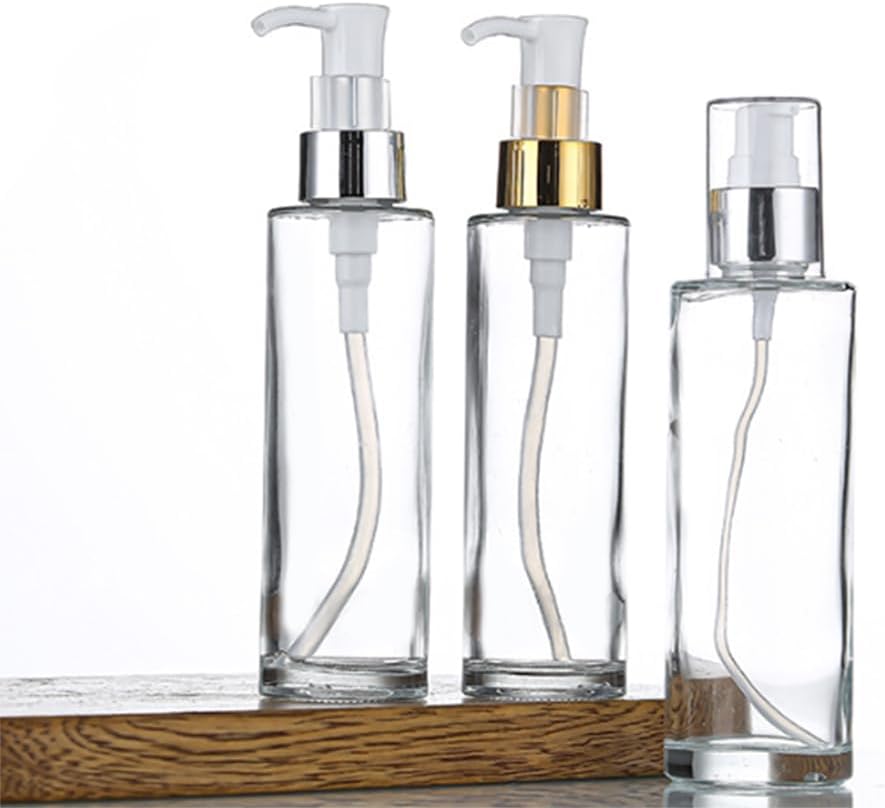 2PCS 120ml/4oz Empty Clear Glass Lotion Pump Press Bottles Soap Dispensers Refillable Cosmetic Makeup Essence Essential Oil Sample Packing Containers Jars - Image 6