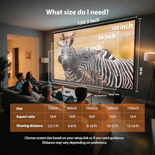 Projector Screen 100 Inch Outdoor: VOOPVOR Upgraded Black Backing Black Opaque - Portable Projection Screen Indoor - 16:9 Foldable Washable Wrinkle-Free for Home Theater Movies Cinema with Carry Bag - image 7