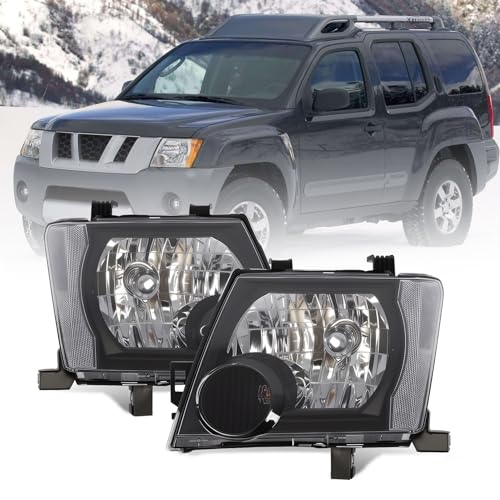 2005-2015 Nissan Xterra Black Housing Headlight Assembly Set