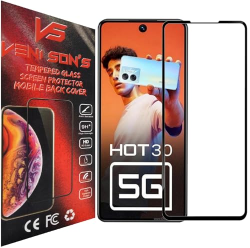 VENI SON'S Scratch Resistant Edge to Edge Tempered Glass Screen Protector Compatible With Infinix Hot 30, Zero 5G