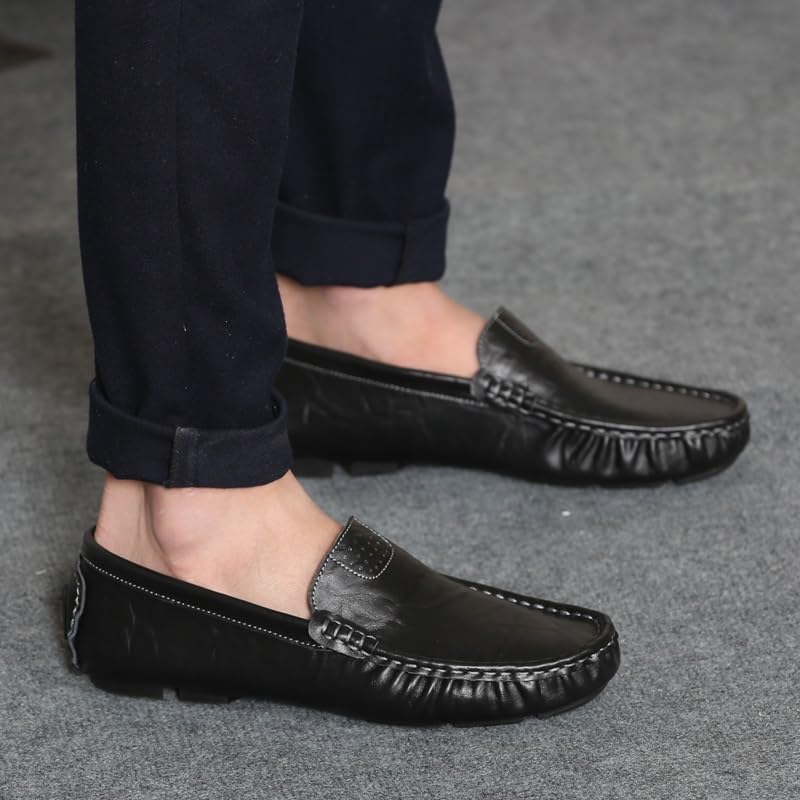 Loafers for Men Simple Solid Color Driving Loafers PU Leather Flat Heel Flexible Slip Resistant Party Walking Slip-on3