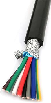 Resistant Cable 2/3/4/5/8 core Signal Wire, 18AWG Pure Copper Control Wire 26 to 20AWG Shielded Cable 10-24 Core Shielded Wire Outdoor Wire Size 24AWG 0.2mm 10meter, Color 8cores