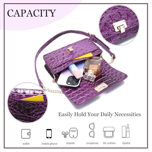 Image of Makcr Joacbv Small Crocodile Crossbody Cell Phone Purse for women Vegan Leather Clutch Wallet with Leather Shoulder Strap | Small