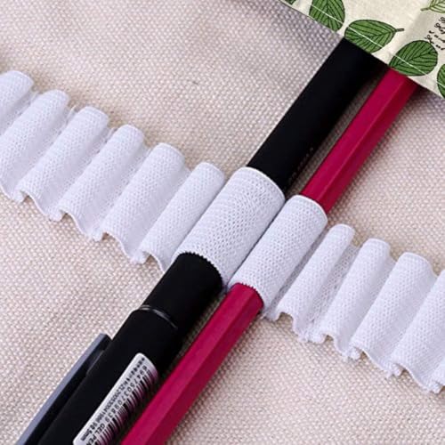 Image of Canvas Pencil Wrap Case, 72 Holes Colored Pencil Roll Holder Storage Pouch for Office (72 Holes, Green 2)