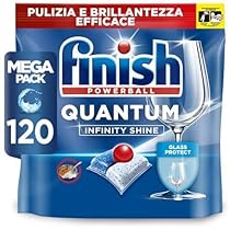 Finish Quantum Infinity Shine Pastiglie Lavastoviglie, 120 Capsule Lavastoviglie, Detergenti per Lavastoviglie per una Pulizia e Brillantezza Efficace
