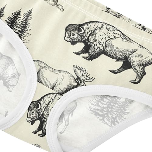 Girls Underwear Toddler 2t Cotton Girl Panties Cute Fun Briefs Kids Undies Vintage Wild Animals Bears Beige4