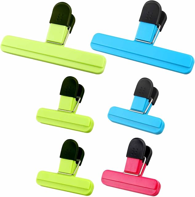 Food Bag Clips for Food Storage Pack of 6 Freezer Clips Storage Clips Sturdy, Airtight, Reusable Clips for Sealing Freezer Bags-Ideal for Home & Kitchen & Office