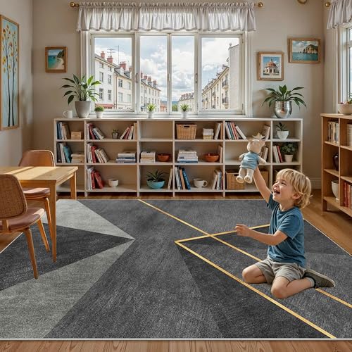 Tapis de salon lavable en machine avec dossier antidérapant sécurisé