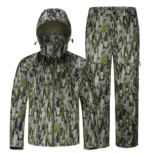 UIIHUNT Hunting Clothes for Men with Fleece Lining: Safety Strap Compatible Water Resistant Silent Hunting Jacket and Pants