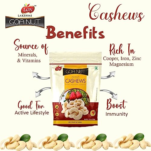 Image of Saanvi LGN 100% Natural & Crunchy Premium Whole Cashews, Nutritious & Delicious Nuts, High Fiber, Rich In Protein 250gmx4=1kg Pouch.Pack of- (4)