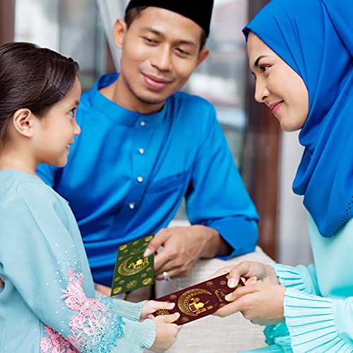 Tenare 24 Stück Eid Mubarak Geldumschläge Eid Geldgeschenk Papierumschläge Ramadan Geldgeschenk Umschläge Eid Mubarak Umschläge für Feiertage Dekoration für Geld Bargeld, 6 Farben