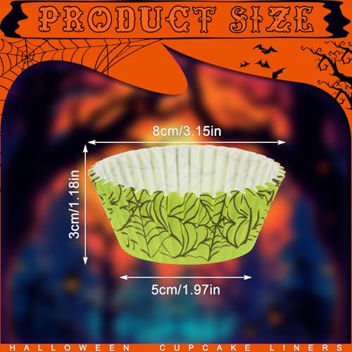 Image of 600 Pack Halloween Cupcake Liners Cupcake Wrappers Disposable Baking Cups Muffin Liners for Halloween Party Candy Cake Decorations Supplies (12 Styles)