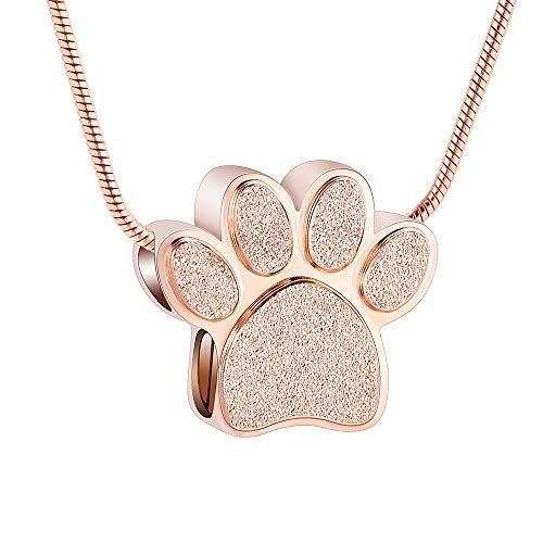 mingkejw Pendentif urne empreinte patte cendres animal bijou mémorial acier inoxydable