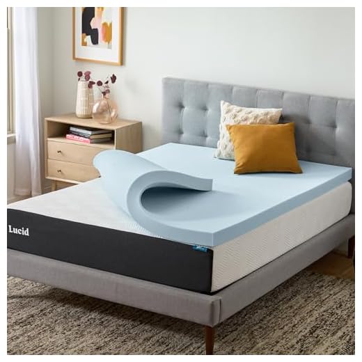 Lucid 3 Inch Memory Foam Mattress Topper, Queen Size – Cooling Gel Bed Topper – Preassure-Relieving Deep Plush Feel – Ventilated Breathable Design – CertiPur Certified - Dorm Room Essentials