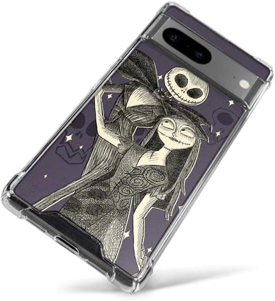 Skinit Clear Phone Case Compatible with Google Pixel 8 - Officially Licensed Disney The Nightmare Before Christmas Jack and Sally Art Design