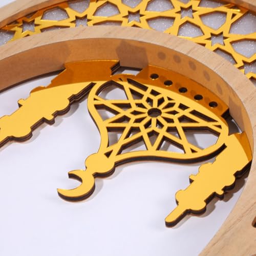 Adornos de luz LED de luna de madera oriental para salones y dormitorios 5