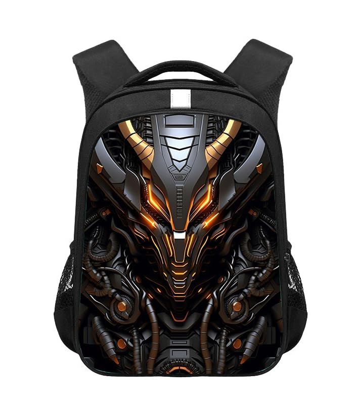 YUUHHUA Mochila infantil robô 3D, mochila escolar com estampa mecânica futurista, preta e roxa, C, tamanho �nico