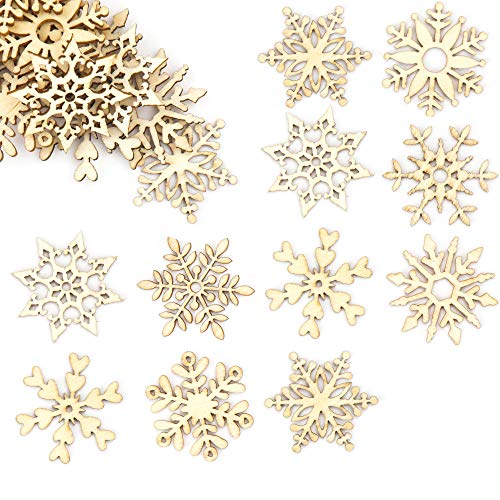 Baker Ross Av677 Snowflake Wooden Shapes - Pack Of 45, For Christmas Cards Craft And Decorations #TOP2