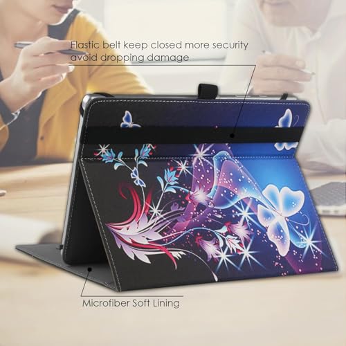 HGWALP Universal 9",9.7",10.1",10.2",10.5",10.9",11" inch Tablet Case,Multi-Viewing Angels Stand Case with Handstrap&Pocket for TABWEE T80/T90/Doogee U11/A9/Whitdeer-Purple Butterfly - Image 2