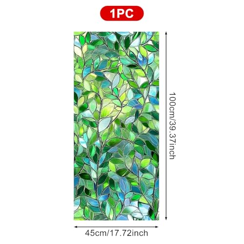 Película de Privacidad para Ventanas con Diseño de Hojas Verdes 17.7x39.3 pulg miniatura 3