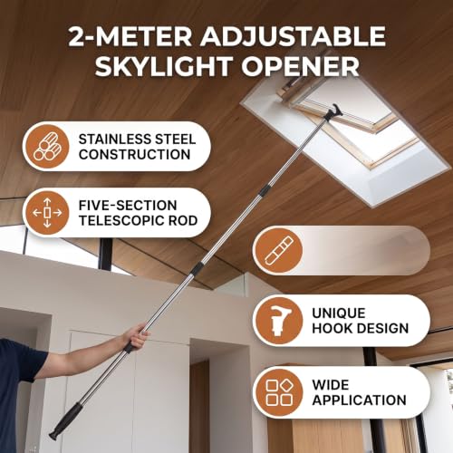 Abridor de Poste de Ventana Telescópico Varilla Ajustable Acero Inoxidable Luocute 6,56 Pies 5