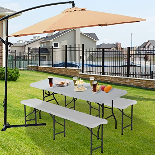 Hklgorg Folding Bench 6 Ft Heavy Duty Plastic Outdoor Bench Foldable Camping Seat Portable Indoor Outdoor Seat Foldable Bench For Picnic Camping Party Dining - White (1 Pack) #TOP1