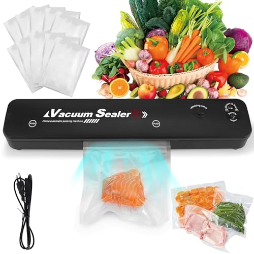 Envasadora al Vacío, Selladora al Vacío Automática con 10 Bolsas al Vacío, Selladora de Papel de Aluminio para Cocción Sous Vide, Selladora de Papel de Aluminio para Alimentos Secos o Húmedos, Sellado