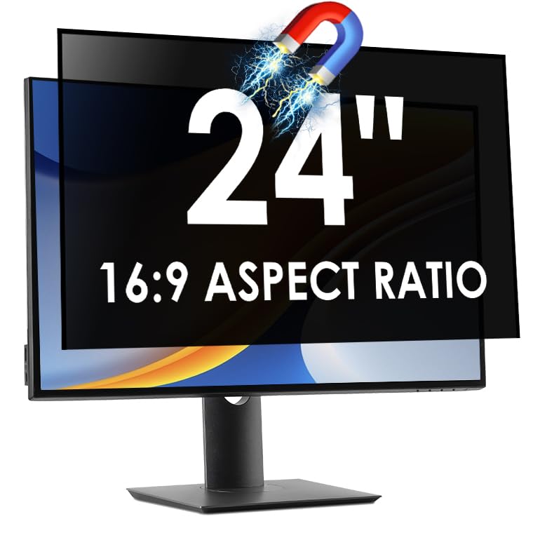 LAMA Magnetischer Blickschutzfilter für 24 Zoll Monitor, Blickschutzfolie Sichtschutzfolie Abnehmbarer Datenschutzfilter Sichtschutzfilter Computer Monitor Filter, Anti-Blaulicht & Blendschutz (16:9)