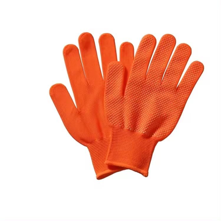 Image of Heega PVC Dotted Cricket Tennis and Batting Gloves for Men with Flexible and Secure Elastic Wrist | Extra Grip, Breathable Cotton Tennis Batting Gloves for Cricket (Orange, 2 Pair)