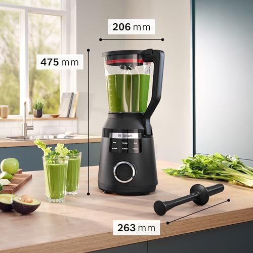 Bosch, batidora de vaso MMB6652B, VitaPower Serie 6, motor de 1800 vatios, velocidad del motor de hasta 45.000 rpm, 6 programas automáticos, jarra batidora Tritan, negro - imagen 2