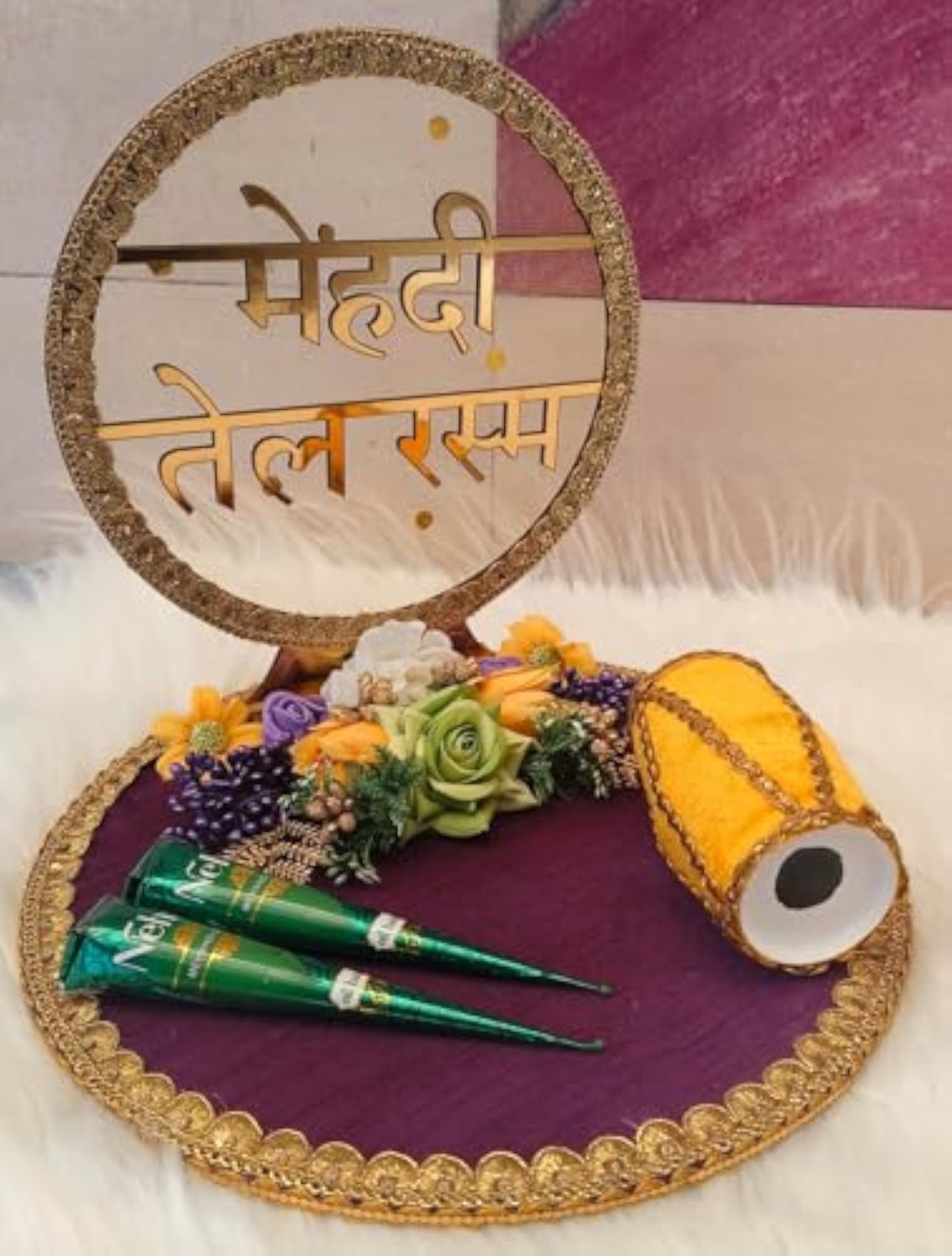 Mehndi Tray/Platter, Decorative Plates for Ceremonial Occasions