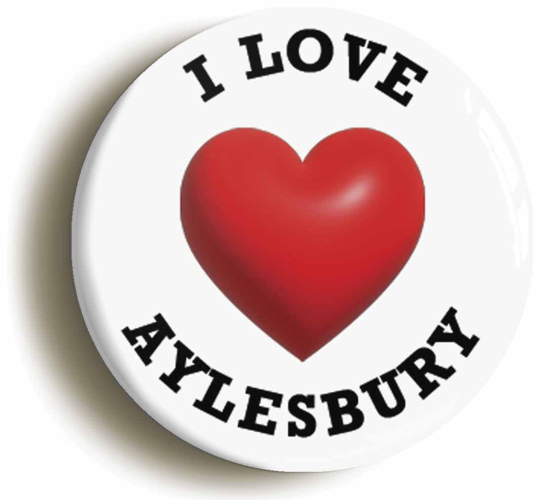 I Heart Love Aylesbury Location Fridge Magnet (Circular 2inch / 50mm Diameter)