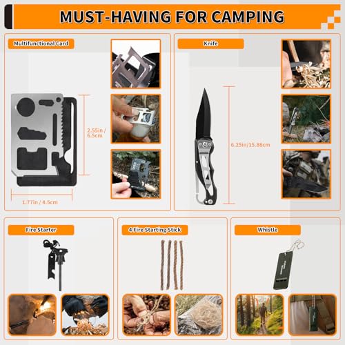 Survival Kit, Gifts for Men Women Teen Boys, 252 pcs Survival Gear and Equipment Mini First Aid Kit for Car Home, Emergency Kit with Molle System for Earthquake, Outdoor Adventure, Car Travel - Image 6