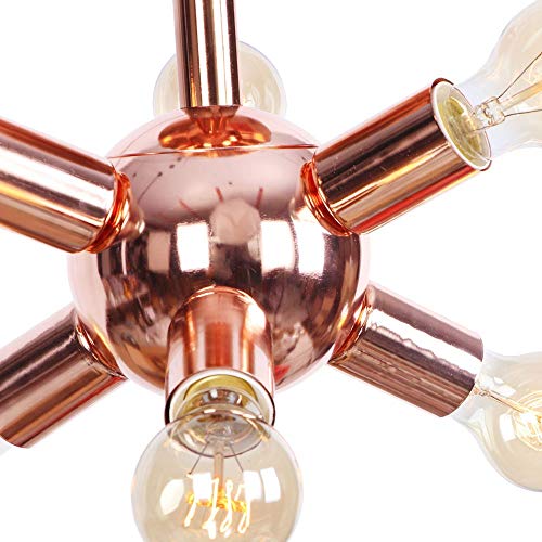 Lámpara de techo E27 para sala de estar con seis luces potentes oro rosa 8