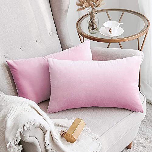 Khooti Rectangular Velvet Cushion Cover, 17x27 (Baby Pink)(Pack of 2)