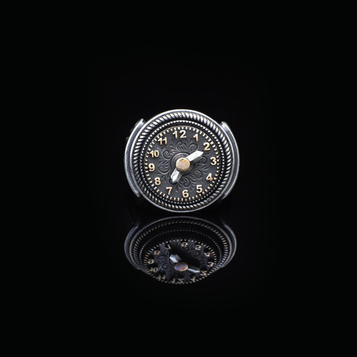 Anello dell'Orologio da Uomo in Argento Sterling 925 – Anello con Sigillo Vintage Inciso, Finitura Lucida, Fatto a Mano con Panno per la Pulizia dell'Argento (33)