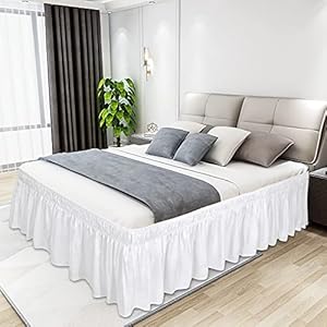 Easy going bed skirt for twin or full size bed 14 inch tailored drop fitted with adjustable elastic belt convenient to use without lift the mattress twinfull white  urban country home decor