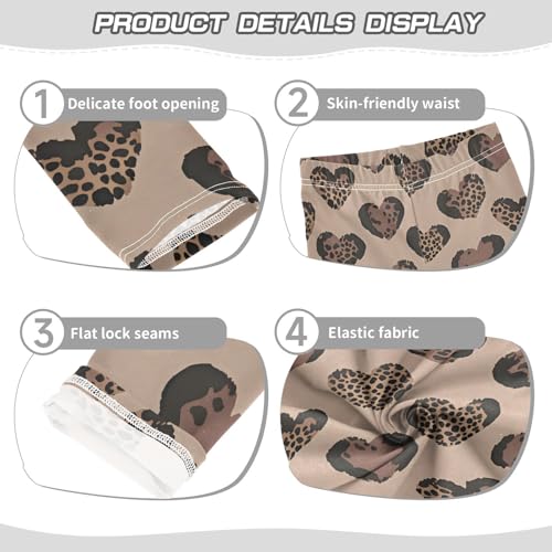 ALAZA Girls' Leggings Children's Yoga Pants Skinny Printed Dance Brown Heart Leopard Comfortable 4T2