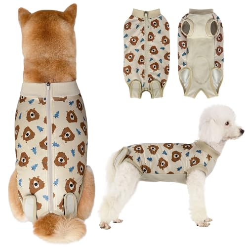 Image of Dog Recovery Suit for Female Male Dogs, Dog Onesie for Spay Neuter,Pet Zip Up Recovery Shirt, Substitute E-Collar & Cone,Anti-Licking Breathable Onesie for Small Medium Large Dogs