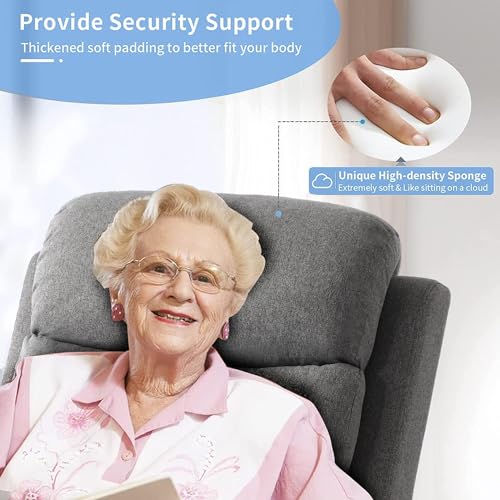 URRED Power Lift Recliner Chair for Elderly, Electric Recliners Massage Chair with Heat for Adult, Velvet Fabric Massage Recliner Sofa Chair with Side Pockets, USB Ports, Grey