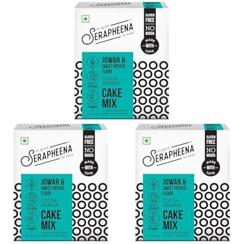 Image of Serapheena Cocoa Heaven Cake Mix, 200g | Jowar and Sweet Potato Flour, Gluten Free, No Maida, Quick and Easy to Make (Pack of 3)