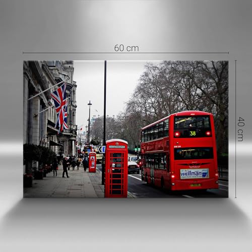 Bus anglais et cabine téléphonique impression d'art premium toile Wallfluent 60x40 - 4