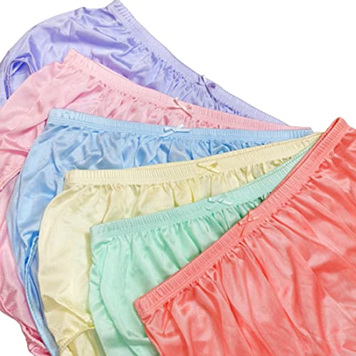 Littledream Lot of 6 Vintage Size L Sheer Transparent Silk Nylon Panties Men Womens Full Cut Briefs Knicker Underwear Waist : 32"-42" Hips 34"-44" High Waist Granny Brief Mushroom Gusset2